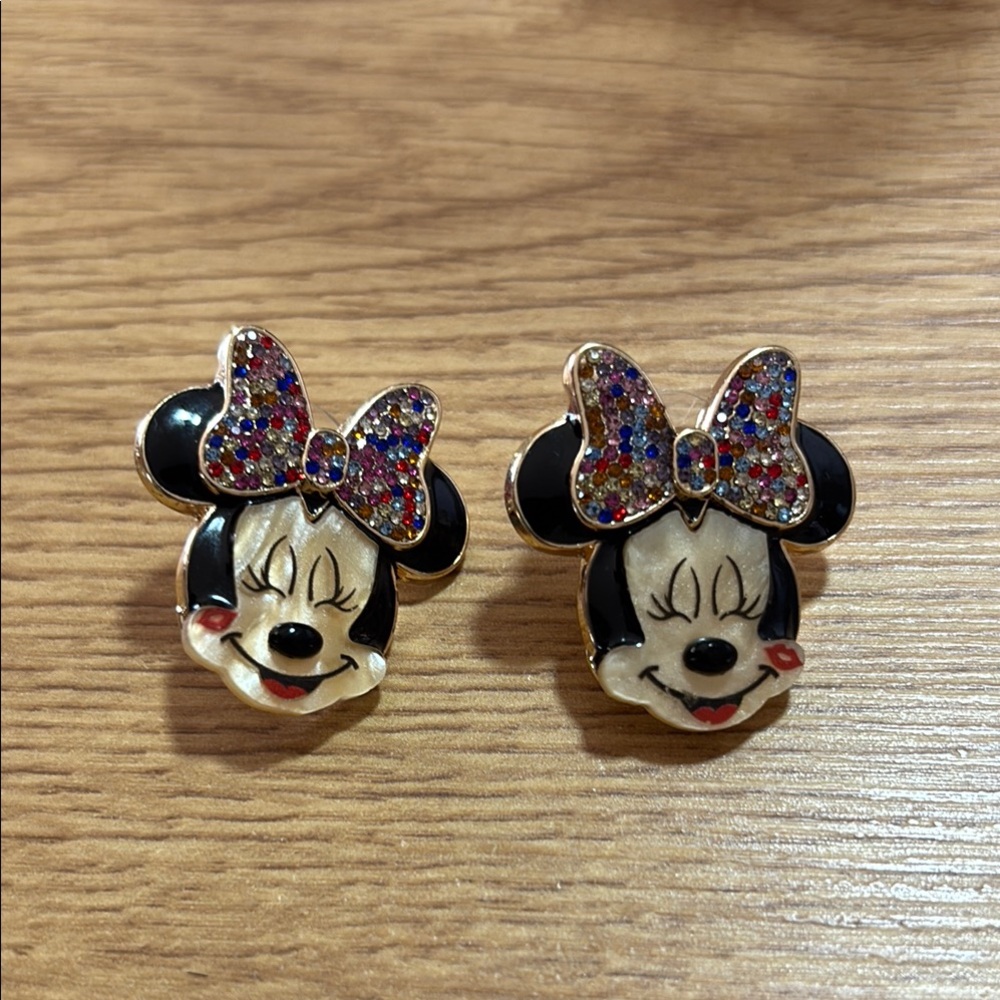 Disney Black and Red Minnie Mouse Earrings with Bow